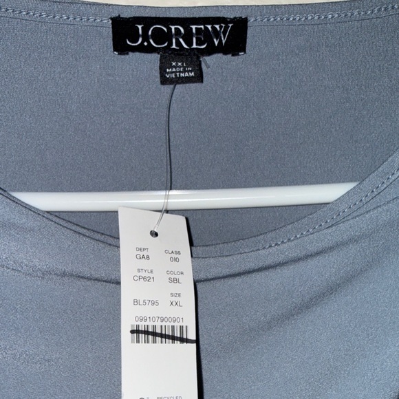 J. Crew Slate Blue Ruched Matte Jersey Shell - Picture 2 of 2